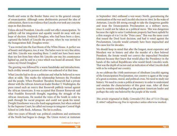 LRNA Abraham Lincoln Booklet - Pages 7 & 8