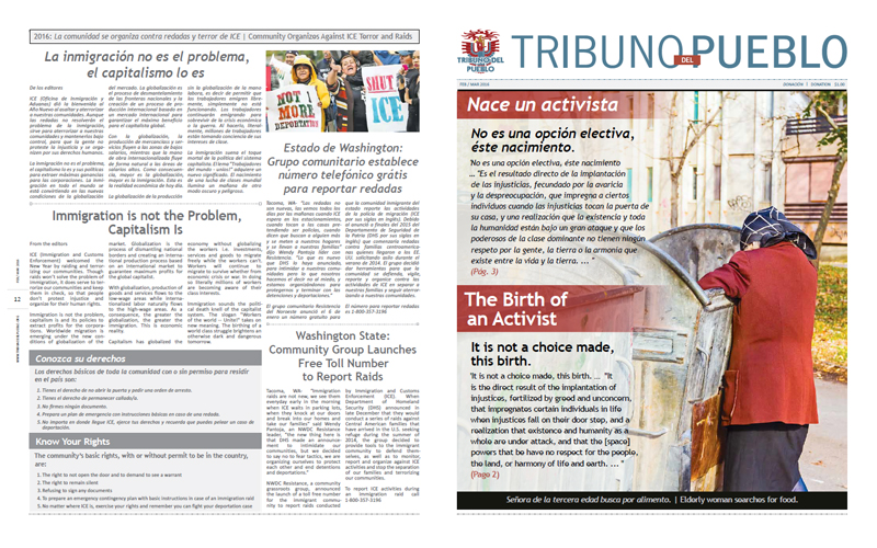 Tribuno Del Pueblo - February March 2016  - Front & Back Cover