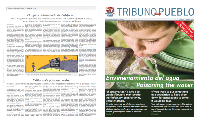 Tribuno Del Pueblo – Flint Water Crisis - March 2016 - Front & Back Cover