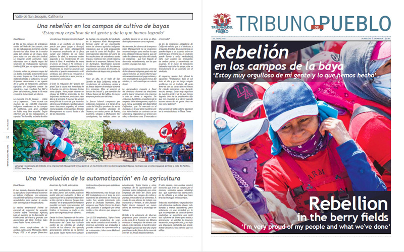 Tribuno Del Pueblo – July August 2016  - Front & Back Cover