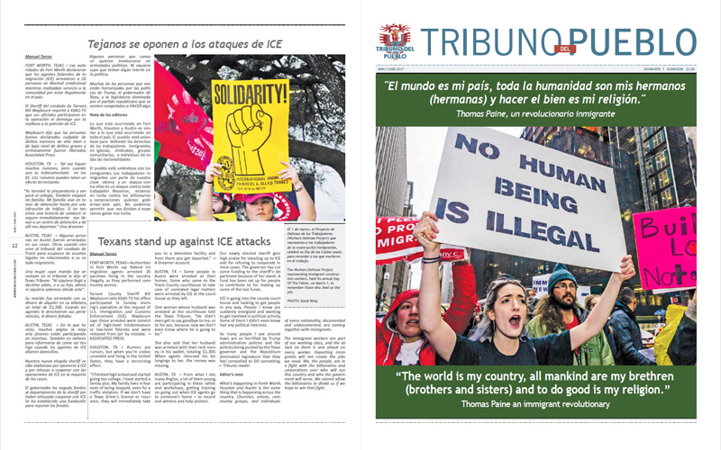 Tribuno Del Pueblo – May June 2017  - Front & Back Cover