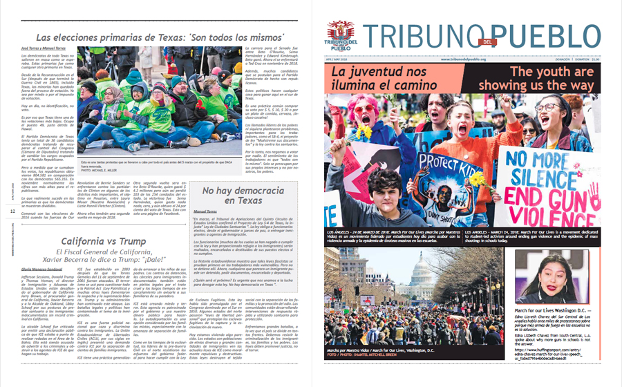 Tribuno Del Pueblo April May 2018 - front and back cover