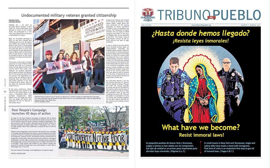 Tribuno Del Pueblo June July 2018 - front and back cover