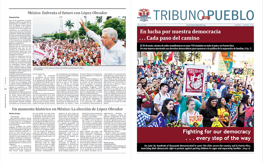 Tribuno Del Pueblo September October 2018 - front and back cover